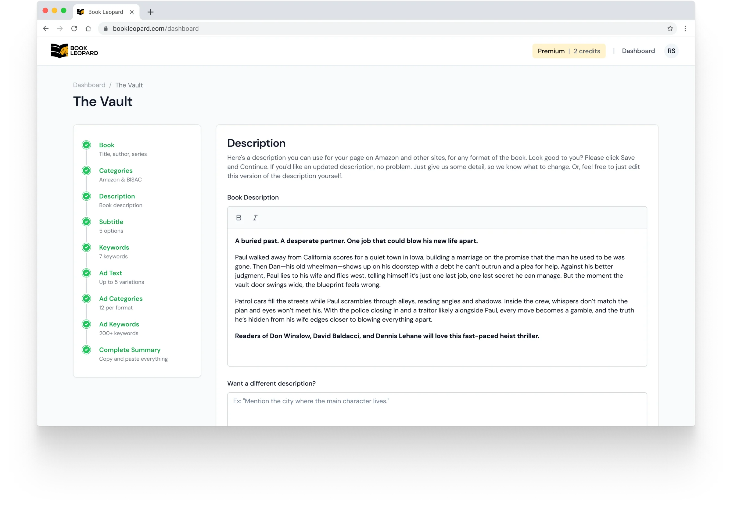 AI Book Description Generator